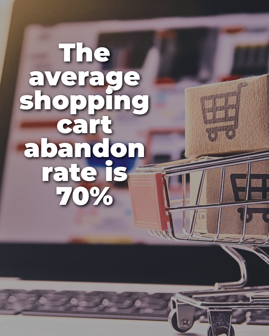 The average shopping cart abandon rate is 70% The average shopping cart abandon rate is 70